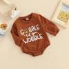 imageKuriozud Newborn Baby Boy Girl Bubble Romper Funny Letter Long Sleeve Oversized Sweater Tops Fall Winter ClothesGobble Til You Wobble B