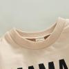 imageKuriozud Newborn Baby Boy Girl Bubble Romper Funny Letter Long Sleeve Oversized Sweater Tops Fall Winter ClothesMamas Coffee Date Beige