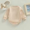 imageKuriozud Newborn Baby Boy Girl Bubble Romper Funny Letter Long Sleeve Oversized Sweater Tops Fall Winter ClothesMamas Coffee Date Beige