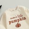 imageKuriozud Newborn Baby Boy Girl Bubble Romper Funny Letter Long Sleeve Oversized Sweater Tops Fall Winter ClothesMamas Little Pumpkin
