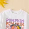 imageKuriozud Newborn Baby Boy Girl Bubble Romper Funny Letter Long Sleeve Oversized Sweater Tops Fall Winter ClothesPumokin Season White