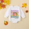 imageKuriozud Newborn Baby Boy Girl Bubble Romper Funny Letter Long Sleeve Oversized Sweater Tops Fall Winter ClothesPumokin Season White