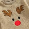 imageKuriozud Newborn Baby Boy Girl Bubble Romper Funny Letter Long Sleeve Oversized Sweater Tops Fall Winter ClothesReindeer B Khaki