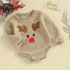 imageKuriozud Newborn Baby Boy Girl Bubble Romper Funny Letter Long Sleeve Oversized Sweater Tops Fall Winter ClothesReindeer B Khaki