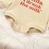 imageKuriozud Newborn Baby Boy Girl Bubble Romper Funny Letter Long Sleeve Oversized Sweater Tops Fall Winter ClothesSorry Santa I Drink Milk