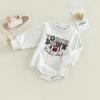 imageKuriozud Newborn Baby Boy Girl Bubble Romper Funny Letter Long Sleeve Oversized Sweater Tops Fall Winter ClothesTouchdown Kinda Day