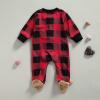 imageKuriozud Newborn Baby Girl Boy Footie Romper One Piece Jumpsuit Sleeper Infant ClothesPlaid Zipper Footie B