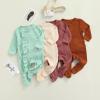 imageKuriozud Newborn Baby Girl Boy Footie Romper One Piece Jumpsuit Sleeper Infant ClothesWaffle Ruffle Footie Light Red