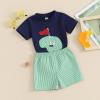 imageKuriozud Toddler Baby Boy Golf Outfit Short Sleeve T Shirt Top And Shorts Set Spring Summer ClothesBlue Shirt Plaid Shorts Green