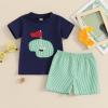 imageKuriozud Toddler Baby Boy Golf Outfit Short Sleeve T Shirt Top And Shorts Set Spring Summer ClothesBlue Shirt Plaid Shorts Green
