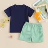 imageKuriozud Toddler Baby Boy Golf Outfit Short Sleeve T Shirt Top And Shorts Set Spring Summer ClothesBlue Shirt Plaid Shorts Green