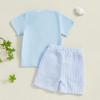 imageKuriozud Toddler Baby Boy Golf Outfit Short Sleeve T Shirt Top And Shorts Set Spring Summer ClothesBlue Shirt Striped Shorts Blue