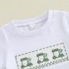 imageKuriozud Toddler Baby Boy Golf Outfit Short Sleeve T Shirt Top And Shorts Set Spring Summer ClothesGolf Cart White Shirt Plaid Green Shorts
