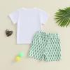 imageKuriozud Toddler Baby Boy Golf Outfit Short Sleeve T Shirt Top And Shorts Set Spring Summer ClothesGolf Cart White Shirt Plaid Green Shorts