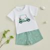 imageKuriozud Toddler Baby Boy Golf Outfit Short Sleeve T Shirt Top And Shorts Set Spring Summer ClothesGolf Cart White Shirt Striped Green Shorts