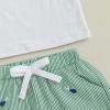 imageKuriozud Toddler Baby Boy Golf Outfit Short Sleeve T Shirt Top And Shorts Set Spring Summer ClothesGolf Cart White Shirt Striped Green Shorts