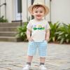 imageKuriozud Toddler Baby Boy Golf Outfit Short Sleeve T Shirt Top And Shorts Set Spring Summer ClothesGolf Embroidery Plaid Blue
