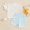 imageKuriozud Toddler Baby Boy Golf Outfit Short Sleeve T Shirt Top And Shorts Set Spring Summer ClothesGolf Embroidery Plaid Blue