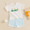 imageKuriozud Toddler Baby Boy Golf Outfit Short Sleeve T Shirt Top And Shorts Set Spring Summer ClothesGolf Embroidery Plaid Blue
