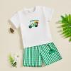 imageKuriozud Toddler Baby Boy Golf Outfit Short Sleeve T Shirt Top And Shorts Set Spring Summer ClothesWhite Shirt Plaid Shorts Green