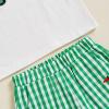 imageKuriozud Toddler Baby Boy Golf Outfit Short Sleeve T Shirt Top And Shorts Set Spring Summer ClothesWhite Shirt Plaid Shorts Green