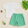 imageKuriozud Toddler Baby Boy Golf Outfit Short Sleeve T Shirt Top And Shorts Set Spring Summer ClothesWhite Shirt Plaid Shorts Green