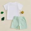 imageKuriozud Toddler Baby Boy Golf Outfit Short Sleeve T Shirt Top And Shorts Set Spring Summer ClothesWhite Shirt Striped Shorts Green