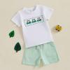 imageKuriozud Toddler Baby Boy Golf Outfit Short Sleeve T Shirt Top And Shorts Set Spring Summer ClothesWhite Shirt Striped Shorts Green