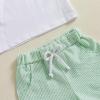 imageKuriozud Toddler Baby Boy Golf Outfit Short Sleeve T Shirt Top And Shorts Set Spring Summer ClothesWhite Shirt Striped Shorts Green