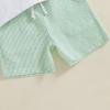 imageKuriozud Toddler Baby Boy Golf Outfit Short Sleeve T Shirt Top And Shorts Set Spring Summer ClothesWhite Shirt Striped Shorts Green