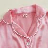 imageKuriozud Toddler Baby Girl Boy Satin Pajamas Set Kids Summer Pjs Set Short Sleeve Button Down Nightwear SleepwearDdpink