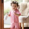 imageKuriozud Toddler Baby Girl Boy Satin Pajamas Set Kids Summer Pjs Set Short Sleeve Button Down Nightwear SleepwearDdpink