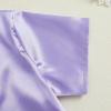 imageKuriozud Toddler Baby Girl Boy Satin Pajamas Set Kids Summer Pjs Set Short Sleeve Button Down Nightwear SleepwearDdpurple