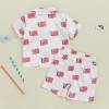 imageKuriozud Toddler Baby Girl Boy Satin Pajamas Set Kids Summer Pjs Set Short Sleeve Button Down Nightwear SleepwearPatrioticwhite