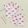 imageKuriozud Toddler Baby Girl Boy Satin Pajamas Set Kids Summer Pjs Set Short Sleeve Button Down Nightwear SleepwearPatrioticwhite