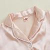 imageKuriozud Toddler Baby Girl Boy Satin Pajamas Set Kids Summer Pjs Set Short Sleeve Button Down Nightwear SleepwearPink