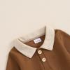 imageKuriozud Toddler Boy Fall Clothes Baby Long Sleeve Lapel Button Shirt Color Block Pocket Pants Set Baby Boy Winter OutfitColor Block Brown