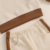 imageKuriozud Toddler Boy Fall Clothes Baby Long Sleeve Lapel Button Shirt Color Block Pocket Pants Set Baby Boy Winter OutfitColor Block Khaki