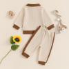 imageKuriozud Toddler Boy Fall Clothes Baby Long Sleeve Lapel Button Shirt Color Block Pocket Pants Set Baby Boy Winter OutfitColor Block Khaki