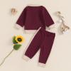 imageKuriozud Toddler Boy Fall Clothes Baby Long Sleeve Lapel Button Shirt Color Block Pocket Pants Set Baby Boy Winter OutfitColor Block Wine Red
