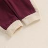 imageKuriozud Toddler Boy Fall Clothes Baby Long Sleeve Lapel Button Shirt Color Block Pocket Pants Set Baby Boy Winter OutfitColor Block Wine Red