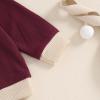 imageKuriozud Toddler Boy Fall Clothes Baby Long Sleeve Lapel Button Shirt Color Block Pocket Pants Set Baby Boy Winter OutfitColor Block Wine Red