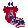 imageKuriozud My First 4th of July Outfit Baby Girl Romper Onesie BodysuitRuffle Tutu Shorts Bloomer 1st Fourth of July ClothesRed B