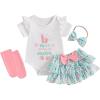 imageKuriozud My First 4th of July Outfit Baby Girl Romper Onesie BodysuitRuffle Tutu Shorts Bloomer 1st Fourth of July ClothesWhite Green My 1st Easter a