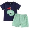 Blue Shirt Plaid Shorts Green
