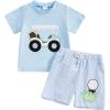 Blue Shirt Striped Shorts Blue