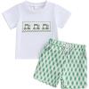 Golf Cart White Shirt Plaid Green Shorts