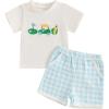 Golf Embroidery Plaid Blue
