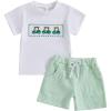 imageKuriozud Toddler Baby Boy Golf Outfit Short Sleeve T Shirt Top And Shorts Set Spring Summer ClothesWhite Shirt Striped Shorts Green