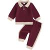 Color Block Wine Red